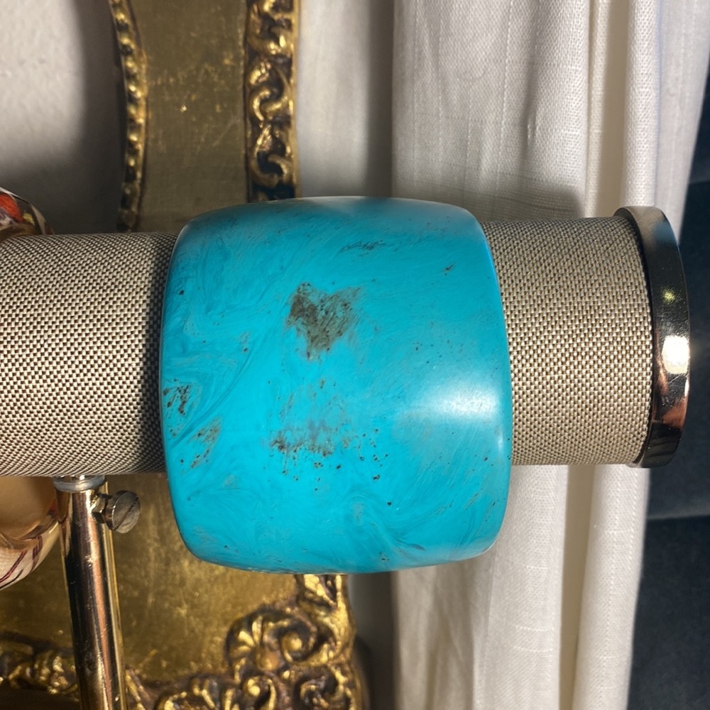 Turquoise bracelet bangle thick 3 inch fashion jewelry boho chic bright colors​ - Picture 2 of 8